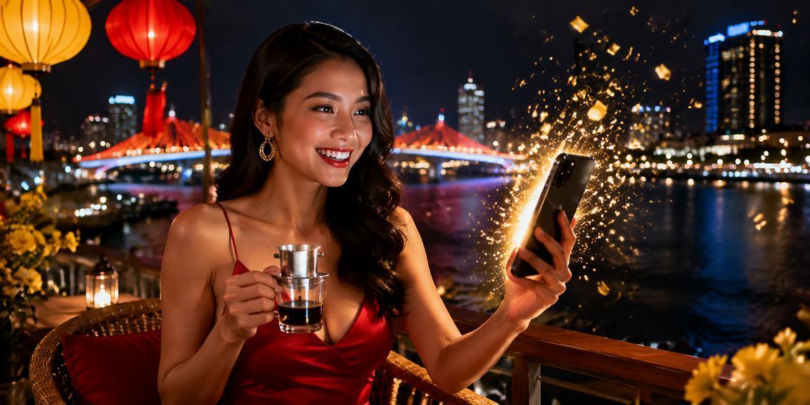 Người chơi Đà Nẵng trải nghiệm casino trực tuyến trên điện thoại bên tách cà phê
